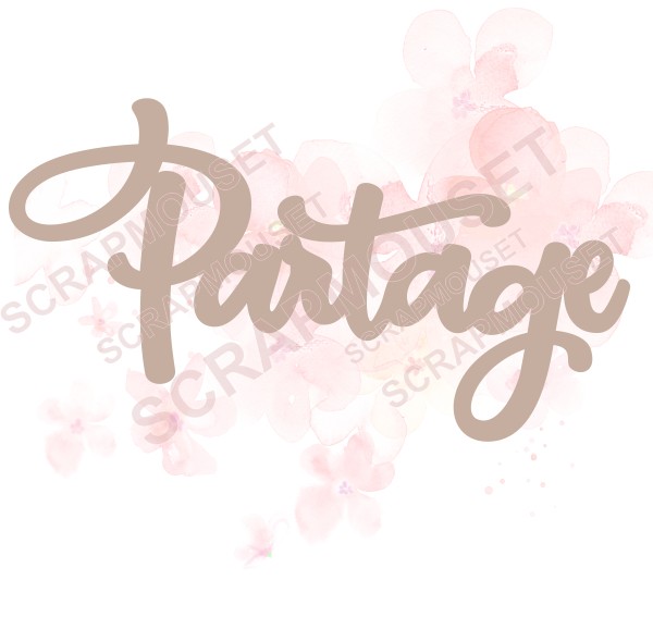 Mot Partage en bois ou carton bois SCRAPMOUSET
