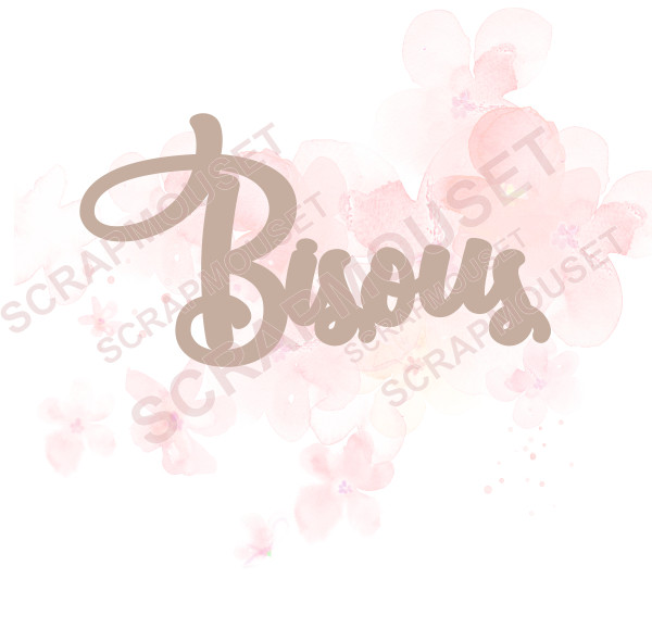 Mot Bisous en carton bois SCRAPMOUSET
