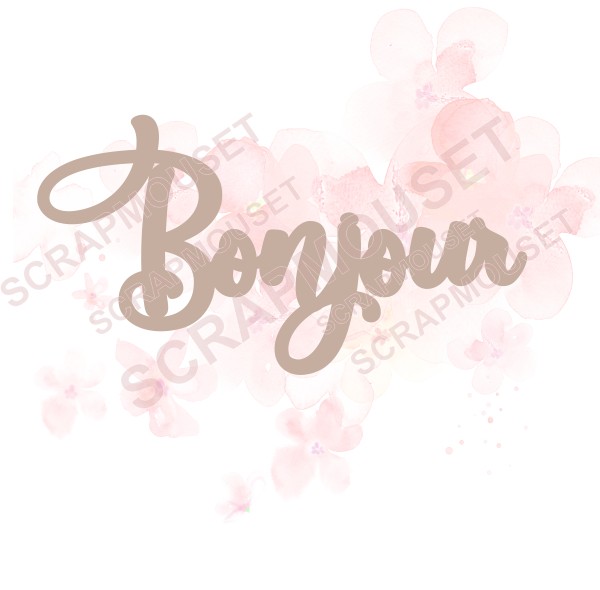 Mot Bonjour en carton bois SCRAPMOUSET
