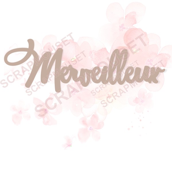 Mot Merveilleux en carton bois SCRAPMOUSET