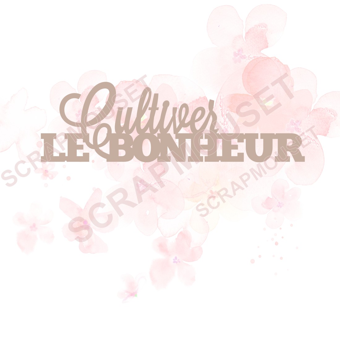 Mot Cultiver le bonheur en carton bois SCRAPMOUSET