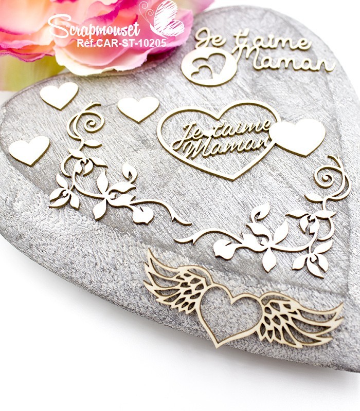 Embellissements scrap Maman mon coeur SCRAPMOUSET