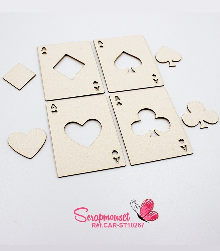 Ensemble de 4 cartes de jeux déco SCRAPMOUSET