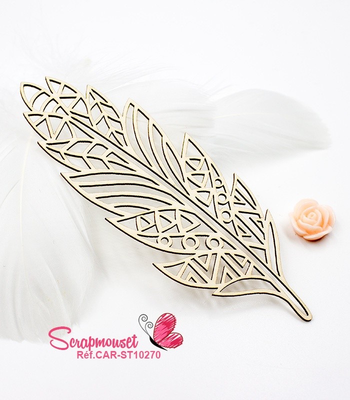 Embellissement plume décorative aux motifs aztèques SCRAPMOUSET