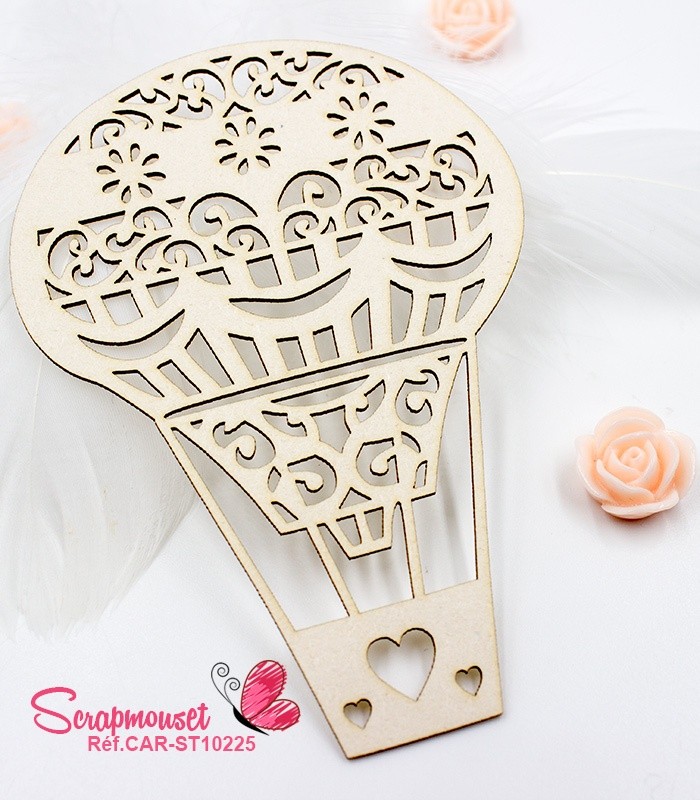 Chipboard en carton bois Mongolfière - SCRAPMOUSET