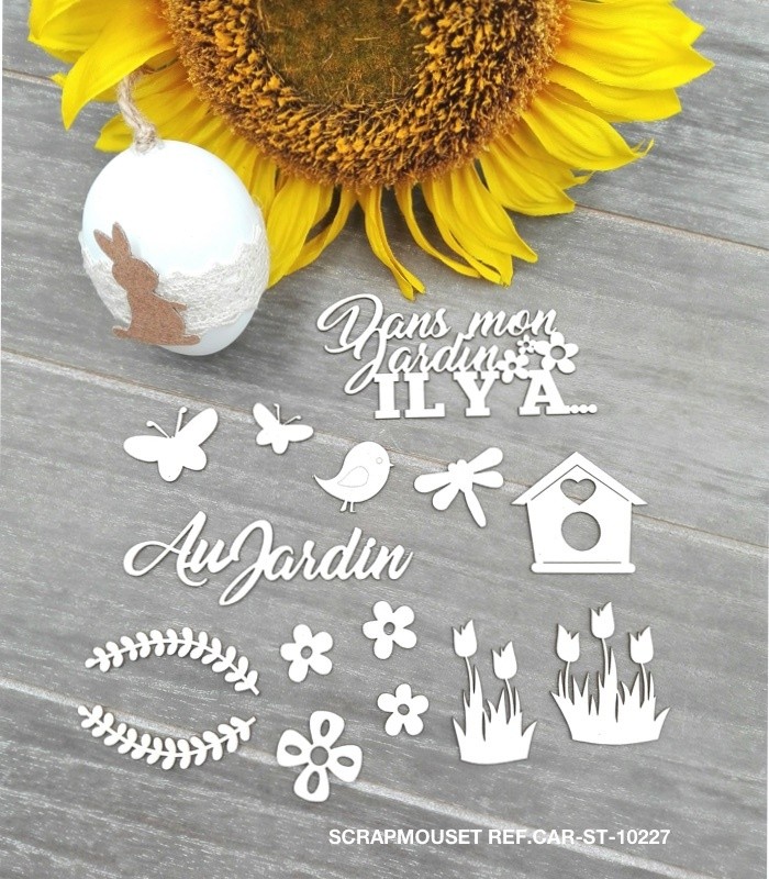 Embellissements en carton bois Dans mon jardin, il y a... SCRAPMOUSET