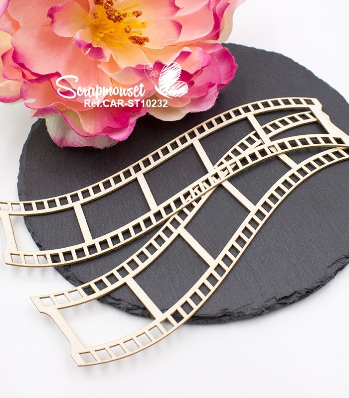 Lot de 2 négatifs photo ondulés en carton bois