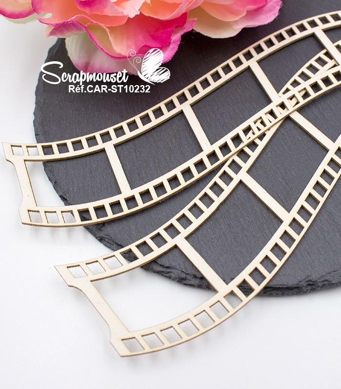Lot de 2 négatifs photo ondulés en carton bois