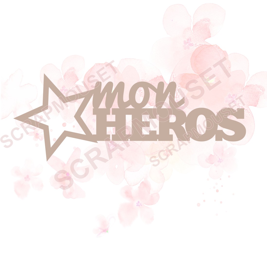 Mot Mon héros en carton bois SCRAPMOUSET