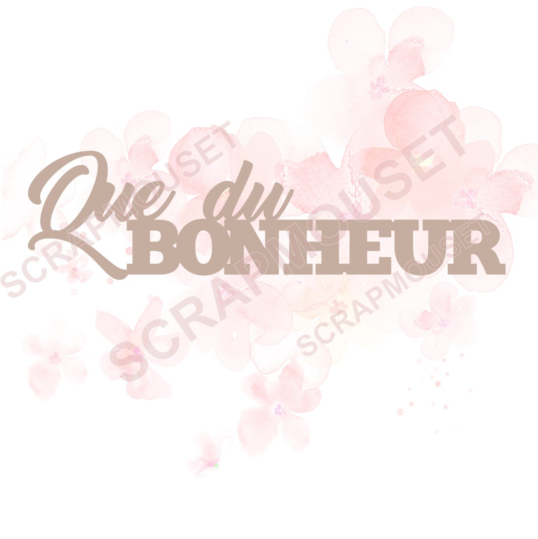 Mot Que du bonheur en carton bois SCRAPMOUSET
