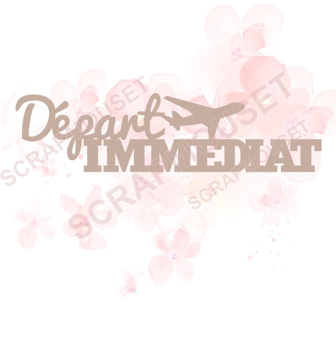 Mot Départ immédiat avion en carton bois SCRAPMOUSET