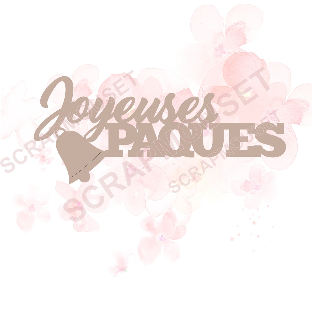 Mot Joyeuses Pâques en carton bois SCRAPMOUSET