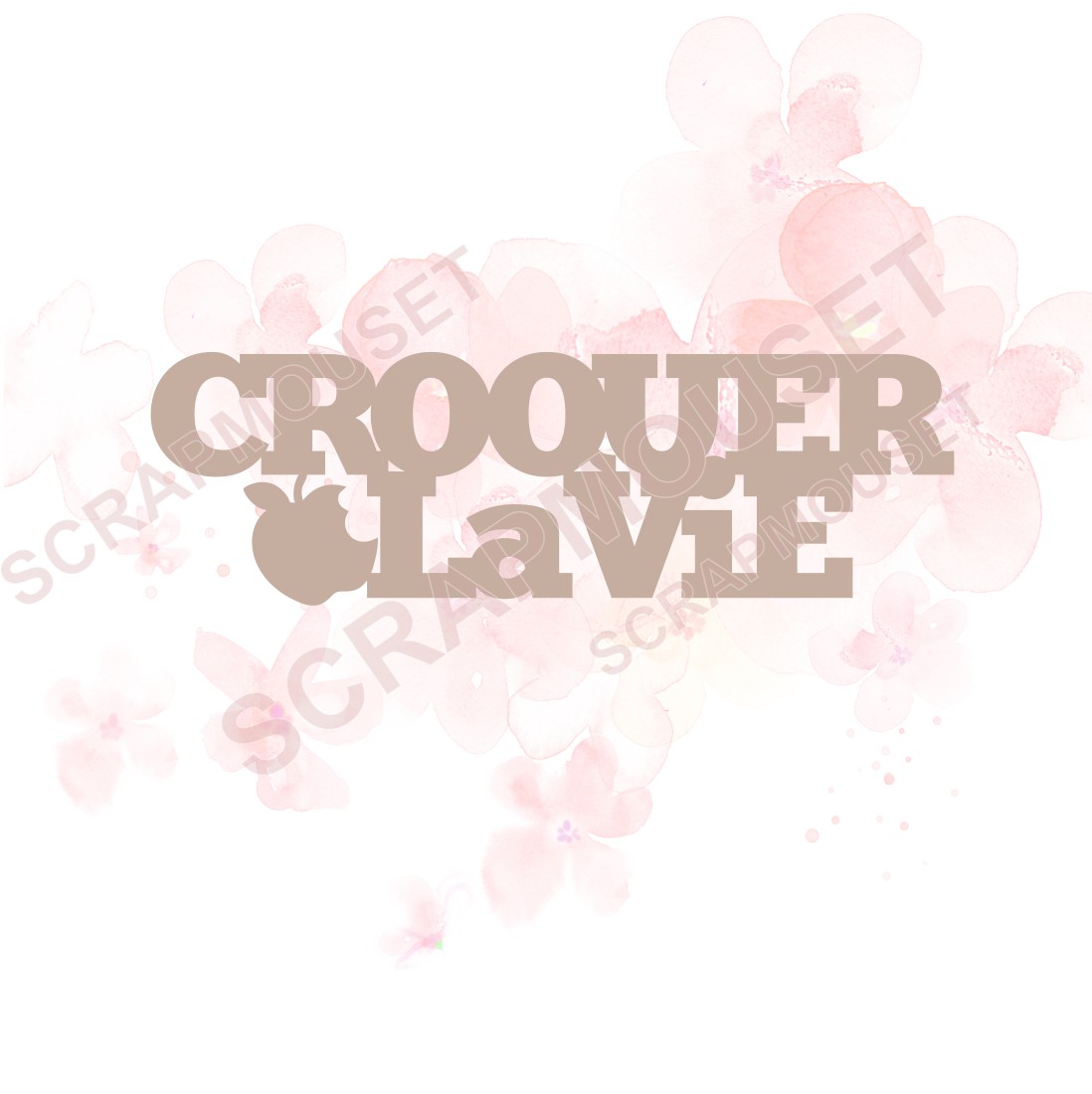 Mot Croquer la vie (avec pomme) en carton bois SCRAPMOUSET
