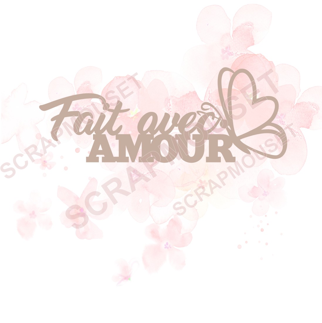 Mot Fait avec amour en carton bois SCRAPMOUSET
