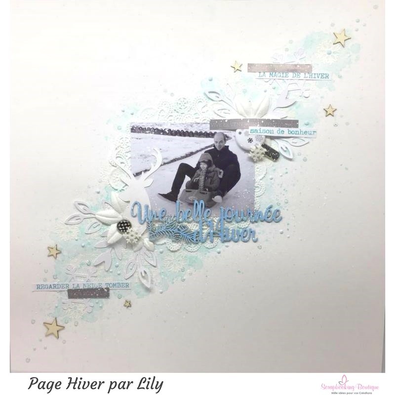 Mot Une belle journée d'hiver en carton bois SCRAPMOUSET