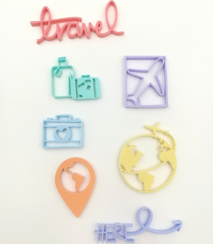 Embellissements en Acrylique aux couleurs pastels - Thème Voyage