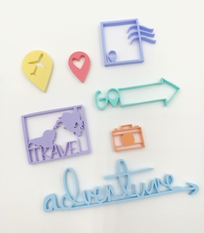 Embellissements en Acrylique aux couleurs pastels - Thème Aventure