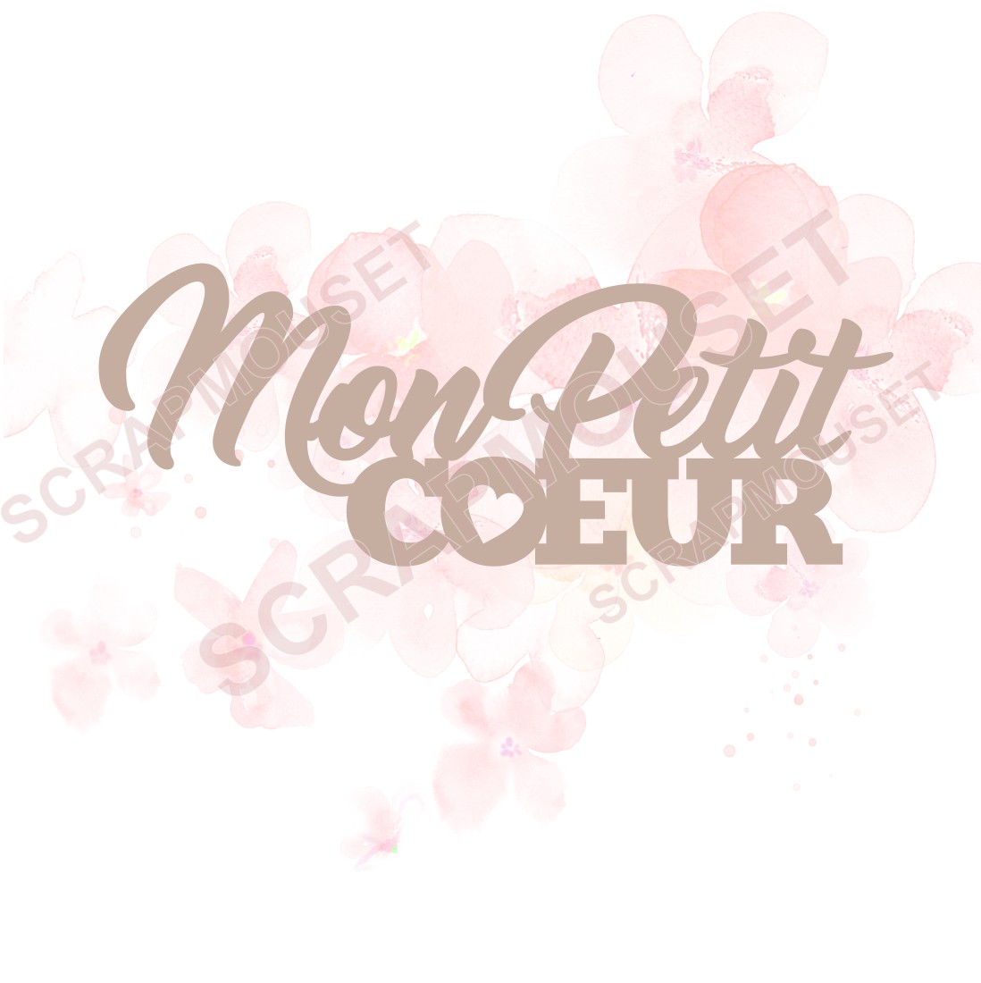 Mot Mon petit coeur en carton bois SCRAPMOUSET