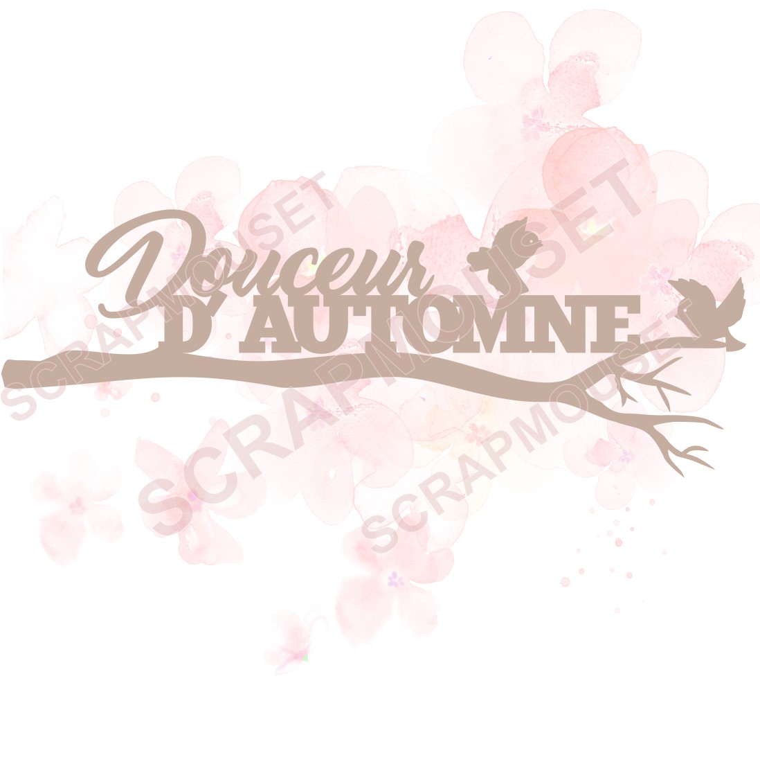 Mot Douceur d'Automne (branche et oiseaux) en carton bois SCRAPMOUSET