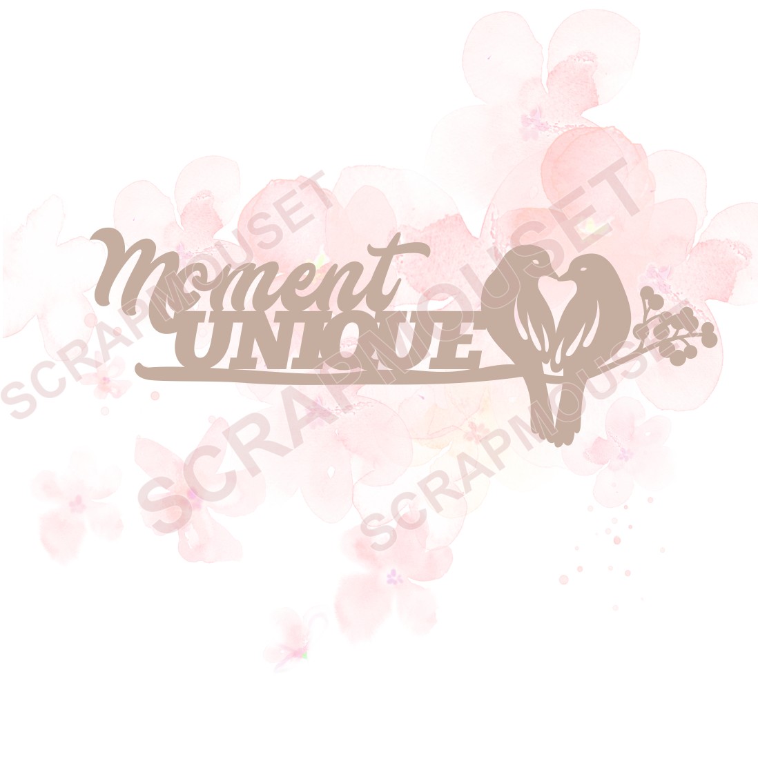 Mot Moment unique avec couple d'oiseaux en carton bois SCRAPMOUSET