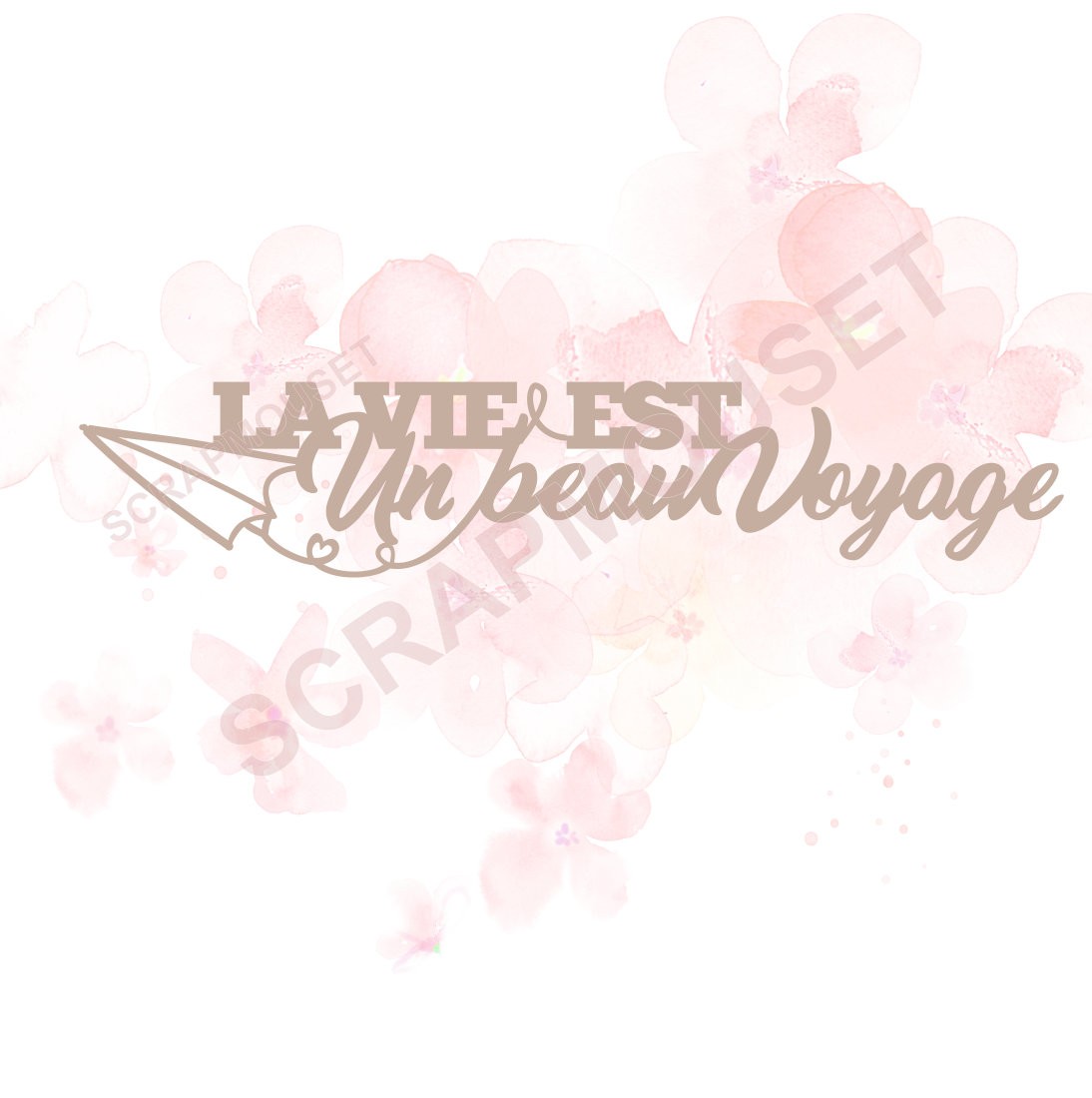 Mot La vie est un beau voyage en Carton bois SCRAPMOUSET