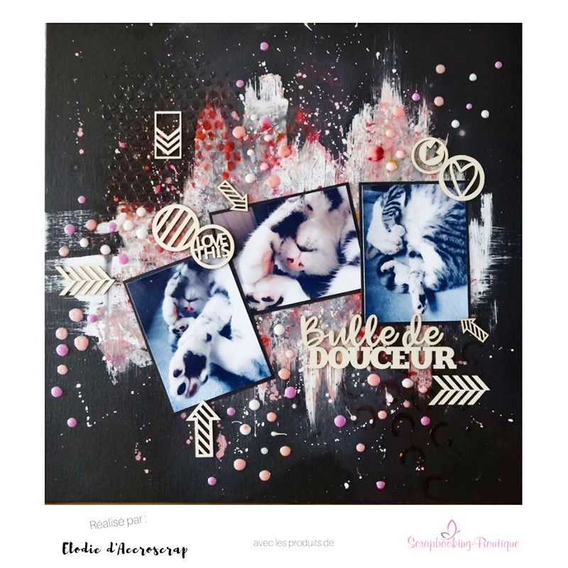 Mot bulle de douceur en carton bois SCRAPMOUSET