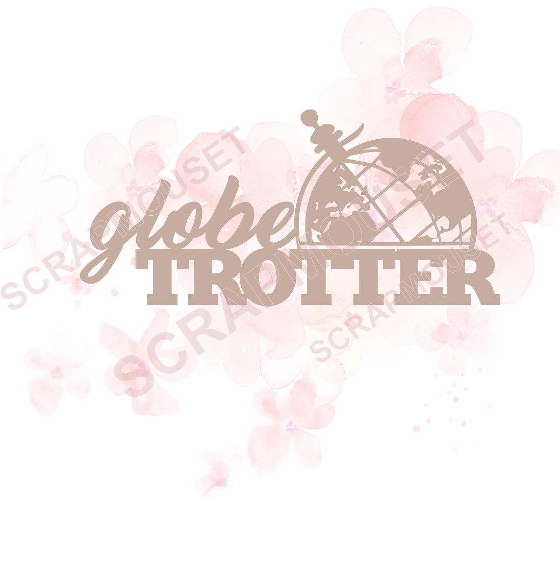 Mot Globe trotter (grand globe) en carton bois SCRAPMOUSET