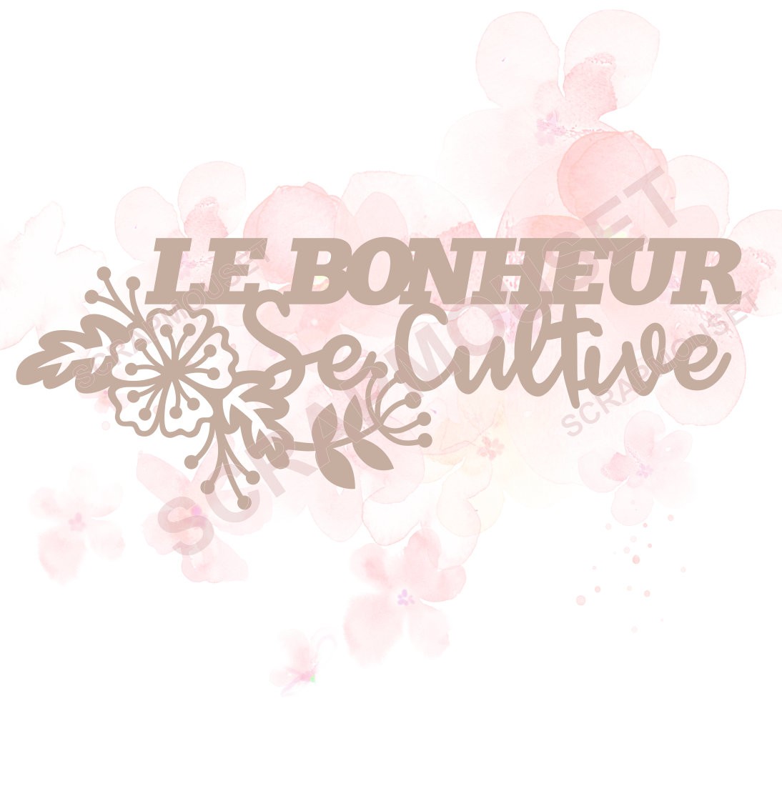 Mot Le bonheur se cultive en carton bois SCRAPMOUSET