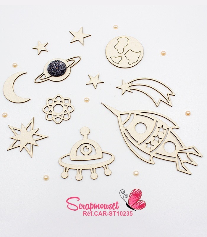 Chipboards Dans l'espace - SCRAPMOUSET