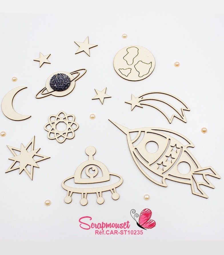 Chipboards Dans l'espace - SCRAPMOUSET