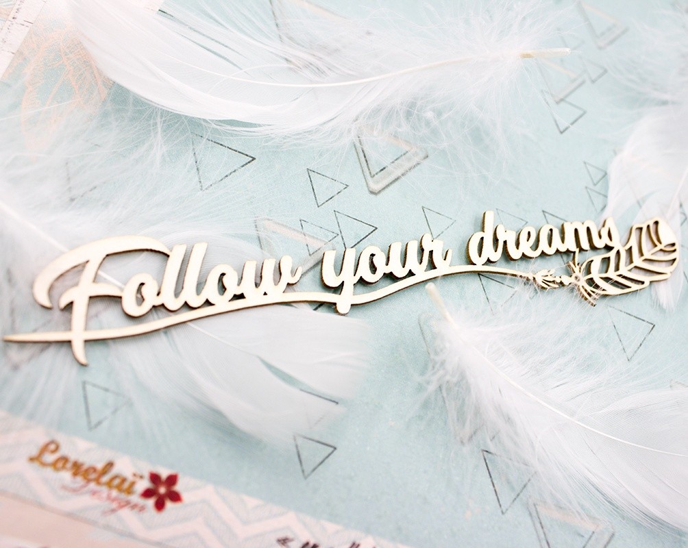 Mot Follow your dreams en en carton bois SCRAPMOUSET