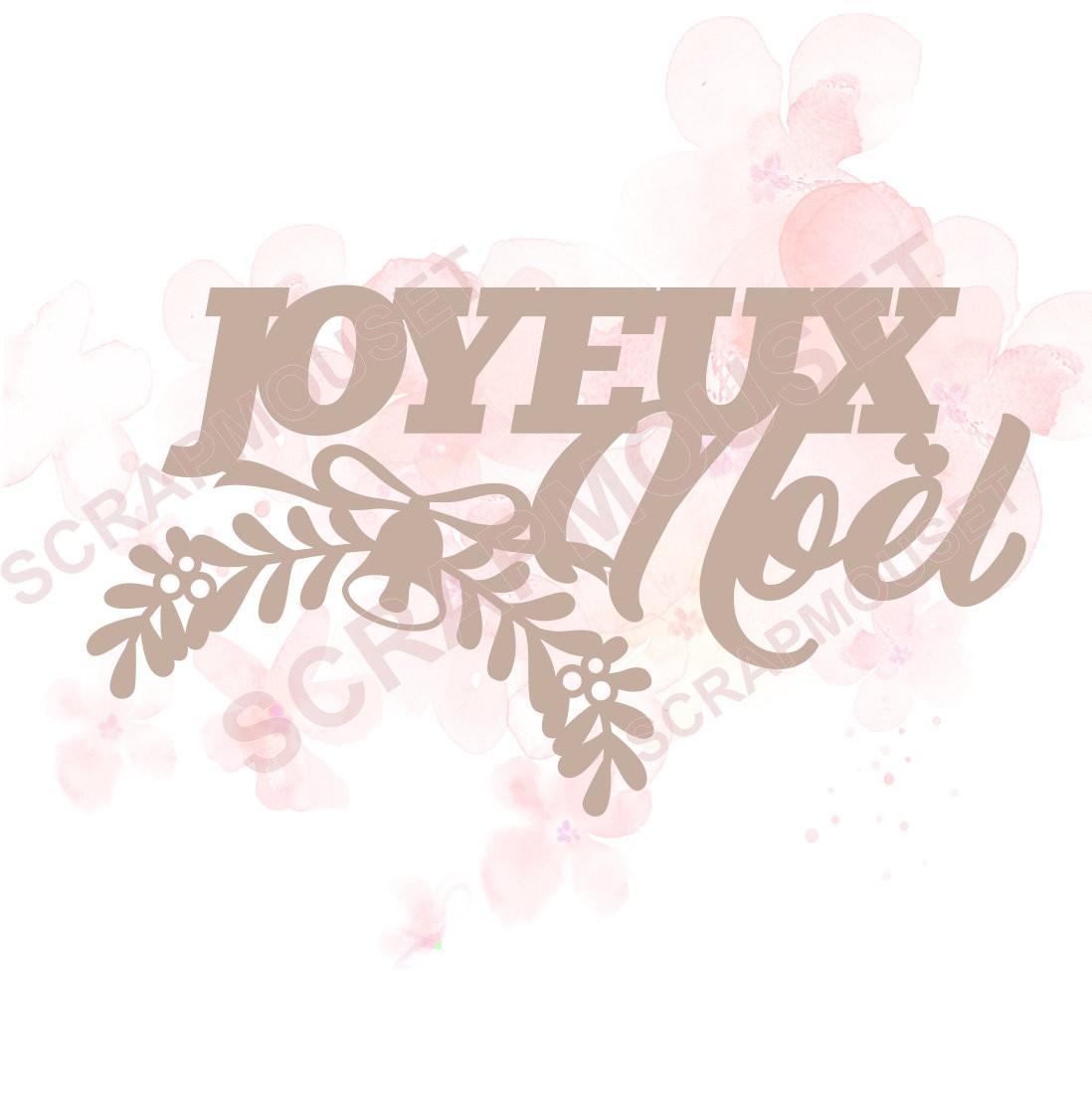 Mot Joyeux Noël (branche de gui) en carton bois SCRAPMOUSET