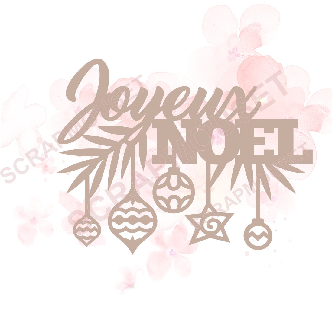 Mot Joyeux Noël (décorations de noël) en carton bois SCRAPMOUSET