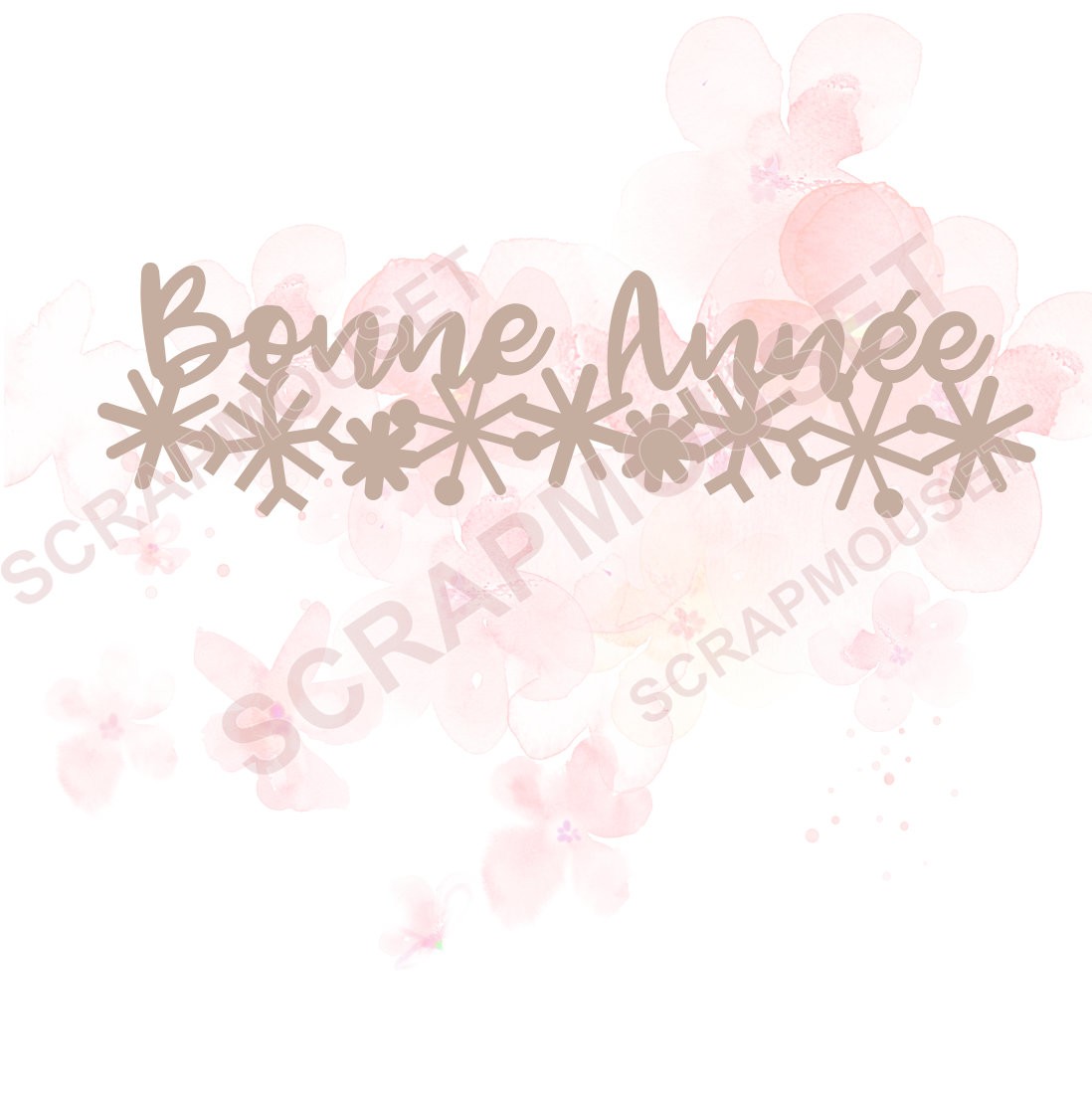 Mot Bonne année (petits flocons de neige) en carton bois SCRAPMOUSET