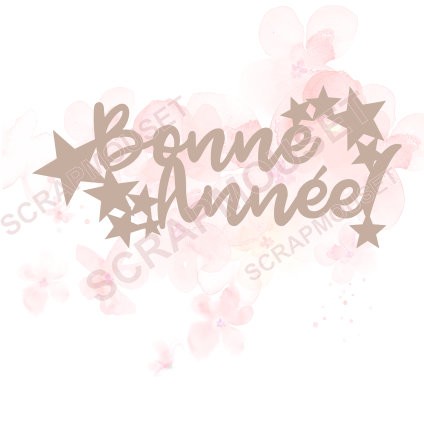Mot Bonne année (pluie d'étoiles) en carton bois SCRAPMOUSET