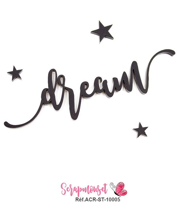 Mot dream en Acrylique Noir 10,6 x 3,3 cm SCRAPMOUSET
