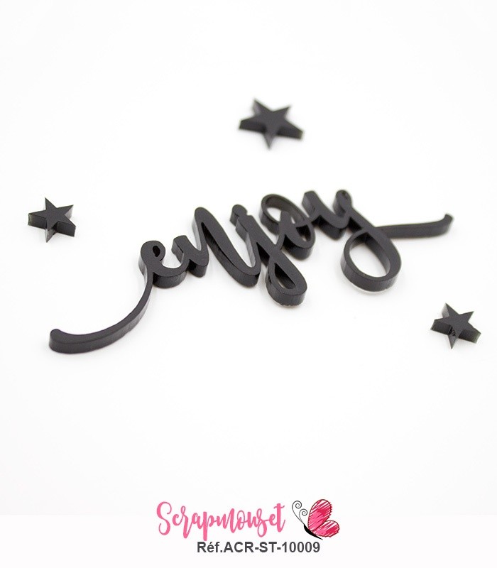 Mot enjoy en Acrylique Noir 8,9 x 3,1 cm SCRAPMOUSET