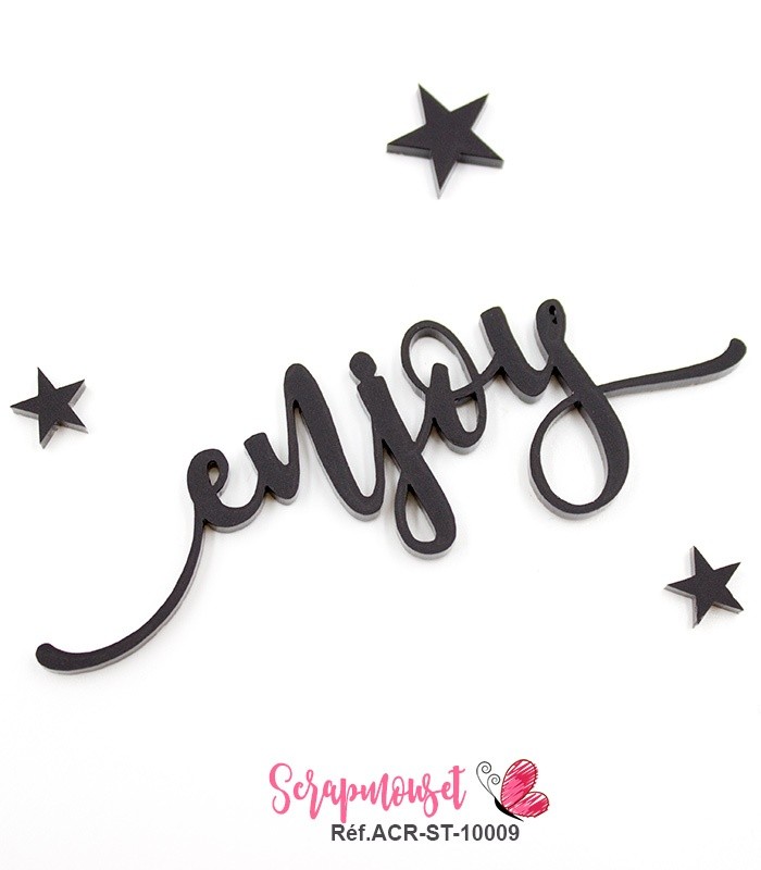 Mot enjoy en Acrylique Noir 8,9 x 3,1 cm SCRAPMOUSET
