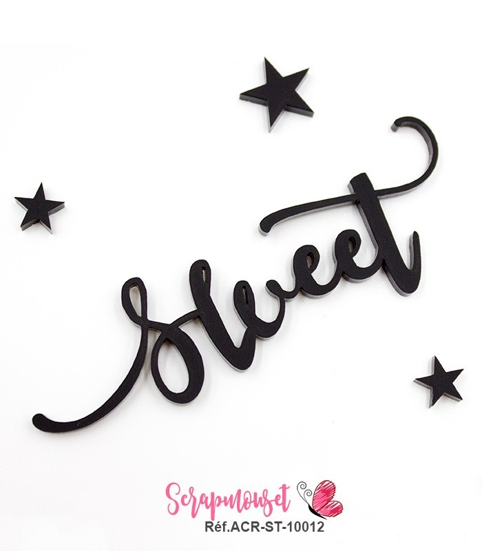 Mot sweet en Acrylique Noir 8,6 x 3,6 cm  SCRAPMOUSET