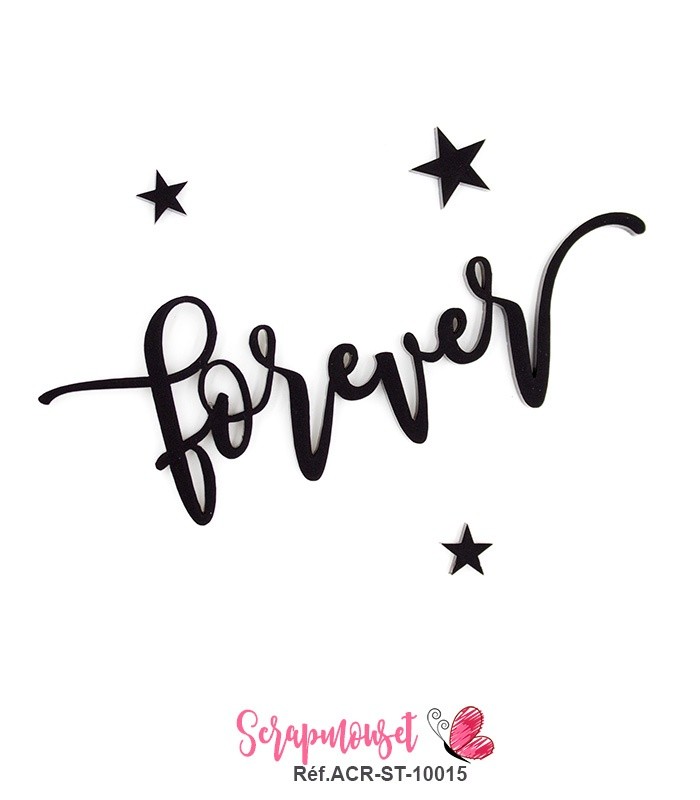 Mot forever en Acrylique Noir 10,8 x 3,8 cm SCRAPMOUSET