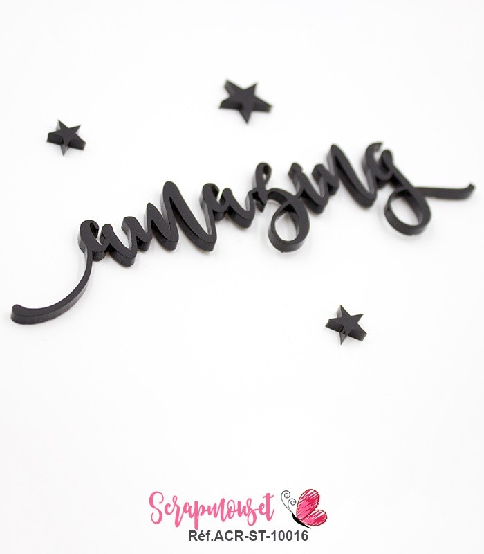 Mot amazing en Acrylique Noir 12,9 x 3,1 cm SCRAPMOUSET