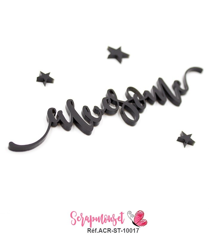 Mot awesome en Acrylique Noir 13 x 2,6 cm SCRAPMOUSET