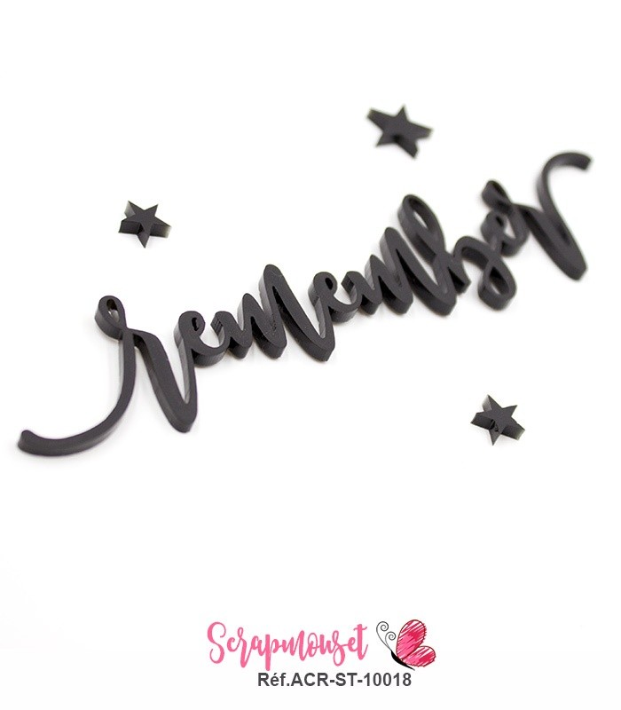 Mot remember en Acrylique Noir 14,7 x 3 cm SCRAPMOUSET