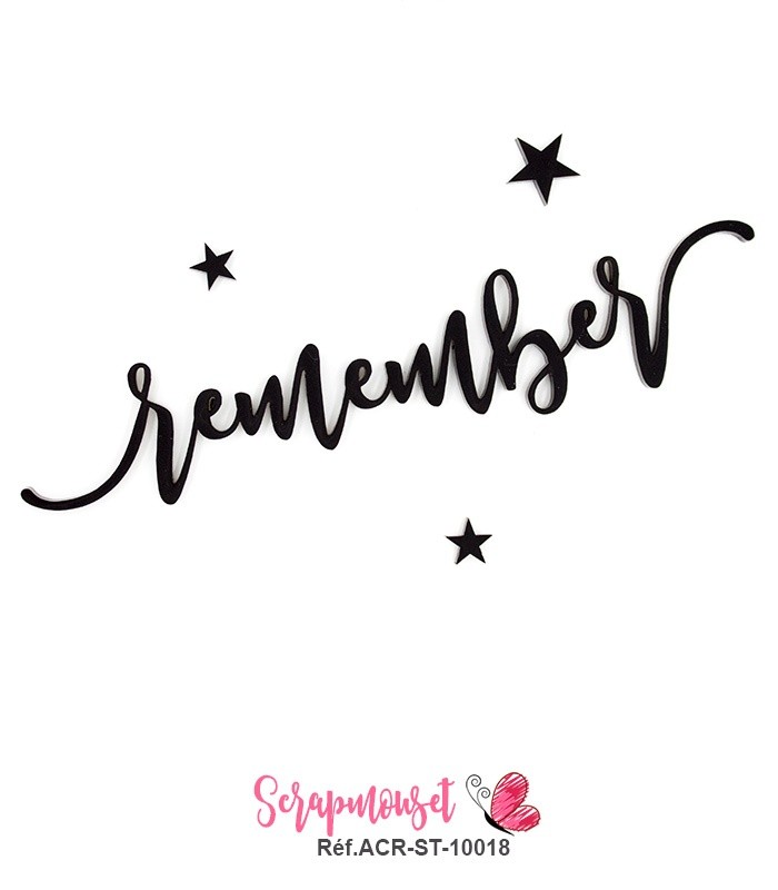 Mot remember en Acrylique Noir 14,7 x 3 cm SCRAPMOUSET