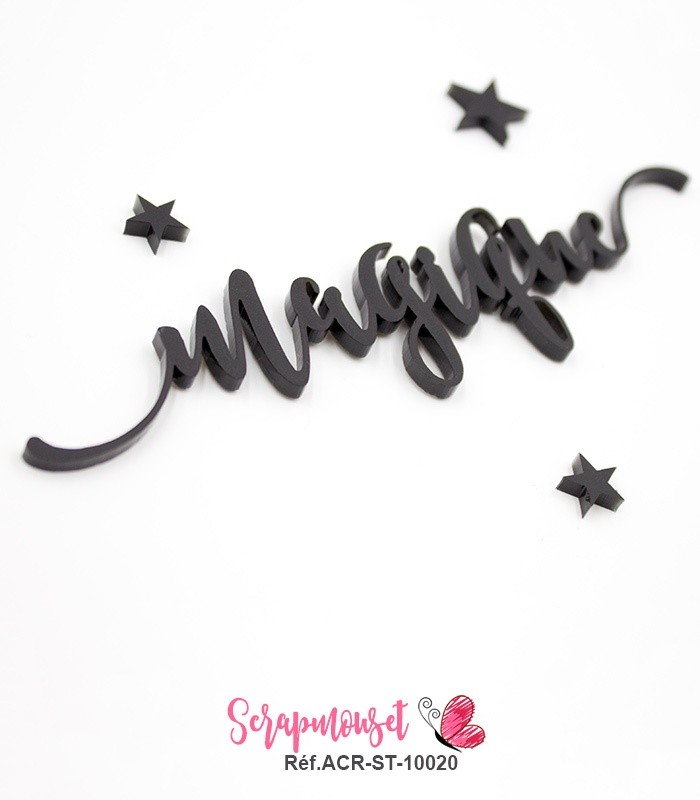 Mot magique en Acrylique Noir 12,5 x 2,9 cm SCRAPMOUSET