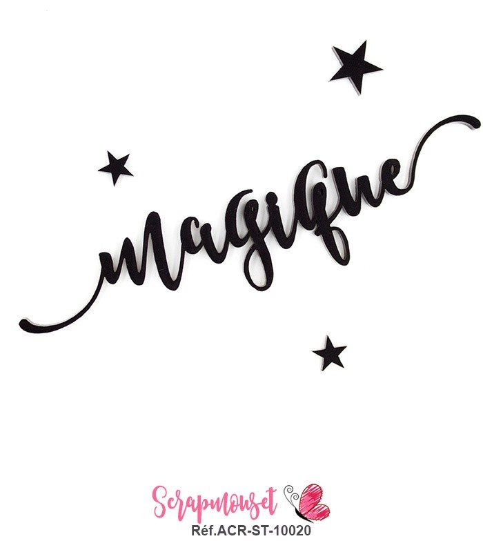 Mot magique en Acrylique Noir 12,5 x 2,9 cm SCRAPMOUSET
