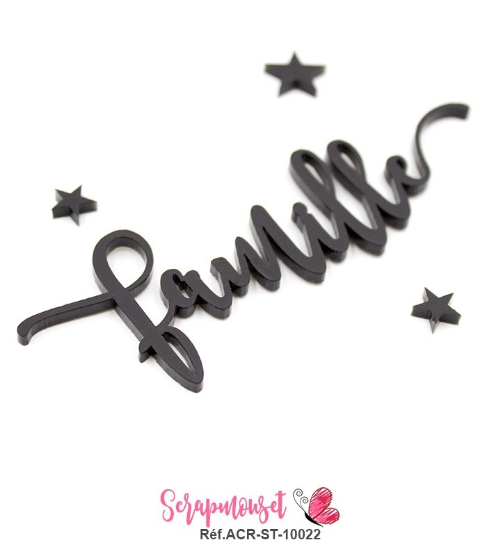 Mot famille en Acrylique Noir 11 x 3,7 cm SCRAPMOUSET
