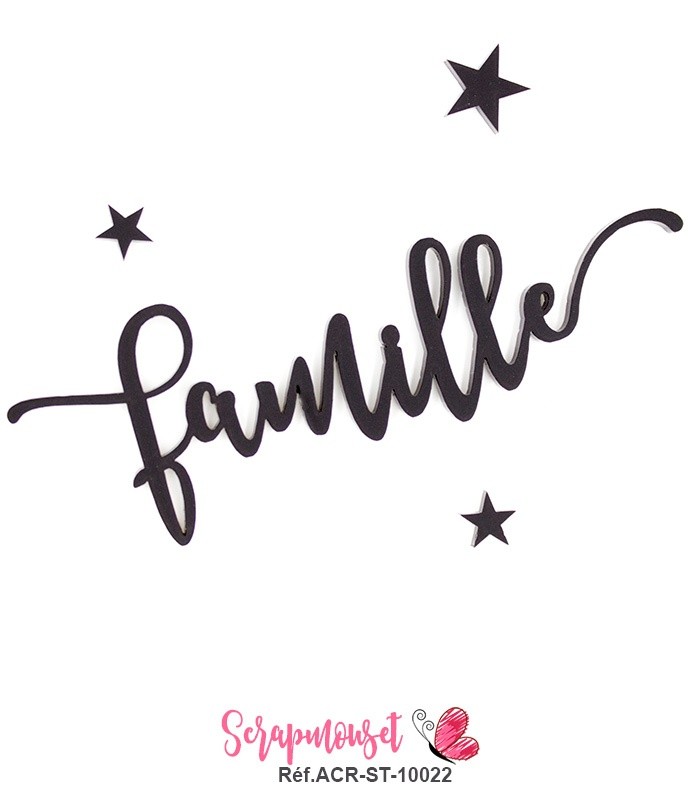 Mot famille en Acrylique Noir 11 x 3,7 cm SCRAPMOUSET