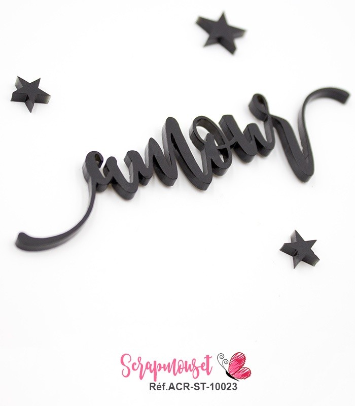 Mot amour en Acrylique Noir 10,7 x 2,7 cm SCRAPMOUSET