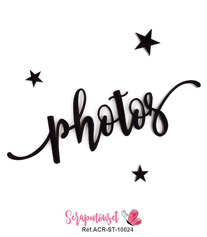 Mot photos en Acrylique Noir 10,4 x 3,6 cm SCRAPMOUSET